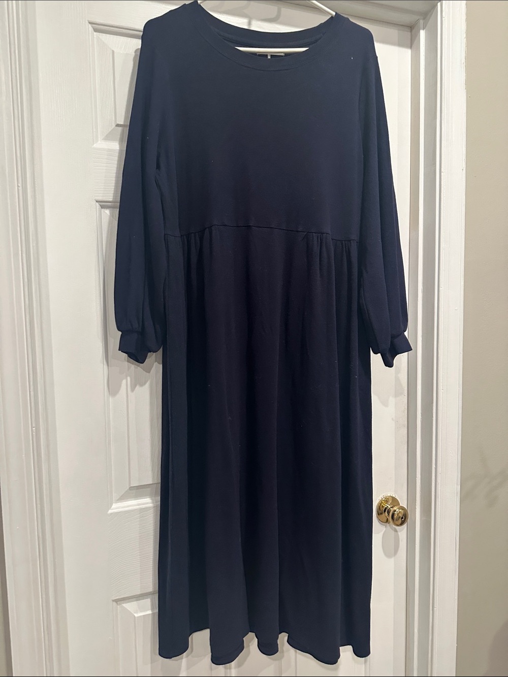 Midi Long-Sleeve Navy Dress